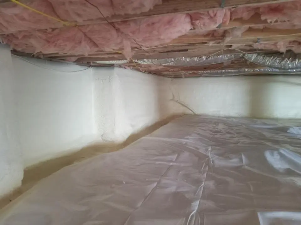 Crawl space encapsulation with closed-cell spray foam for Roof Waterproofing in Ayer